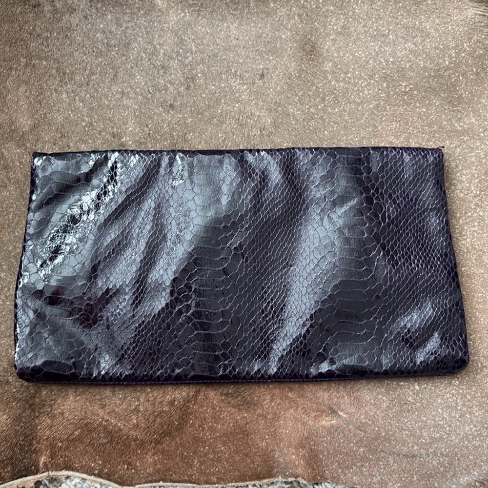 Saks Fifth Ave Snake Python Fold Over Clutch - image 6